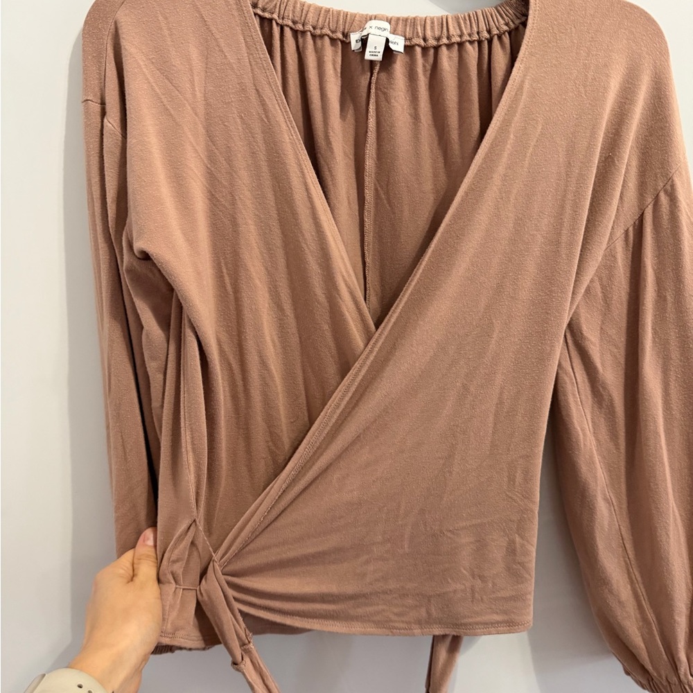 Express Women's Dusty Pink Wrap Top